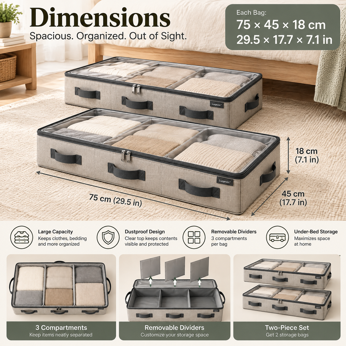 Luqevin™ DustSlide Dustproof Under-Bed Clothing Storage Bag Set image 6