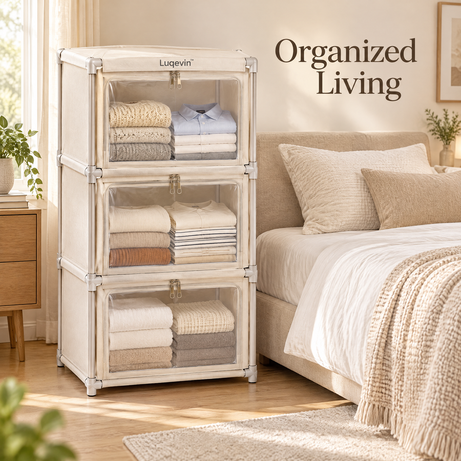 Luqevin™ FoldNest Multi-Tier Foldable Clothing Storage Boxes product view