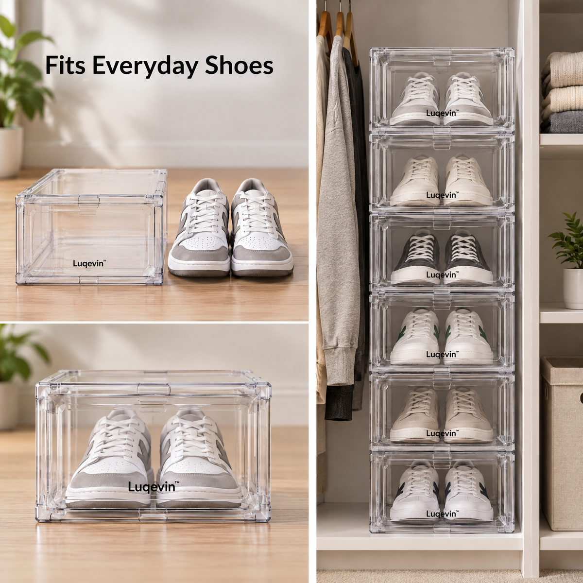 Luqevin™ ShoeView Stackable Transparent Shoe Box Set image 6