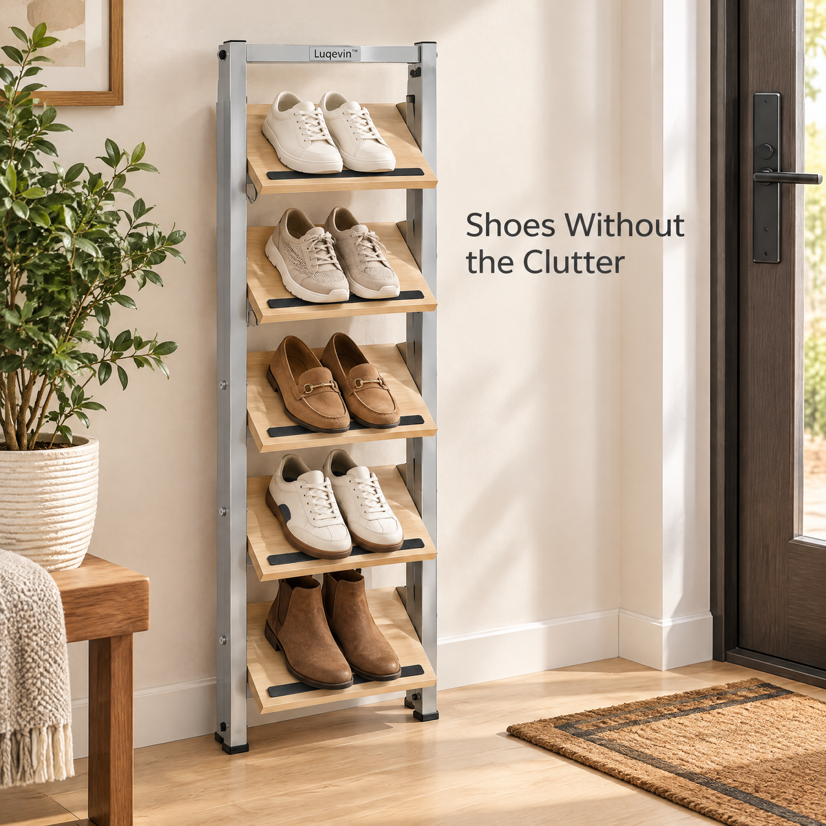 Luqevin™ SlimStep Multi-Tier Narrow Shoe Storage Rack product view