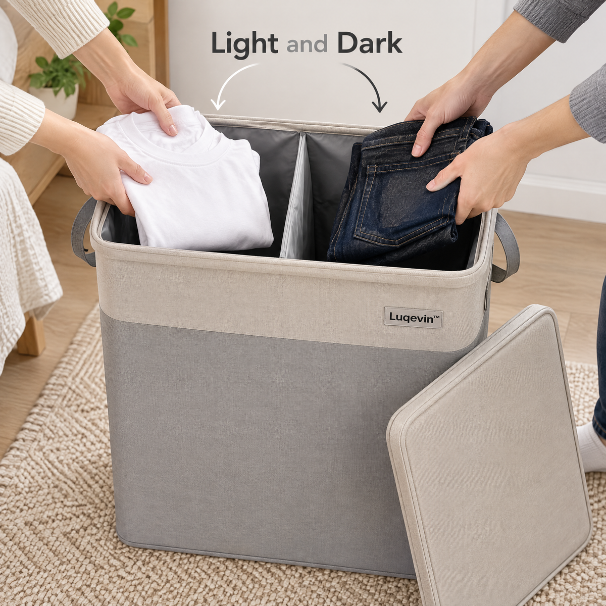Luqevin™ TwinLaundry Waterproof Divided Laundry Hamper image 3