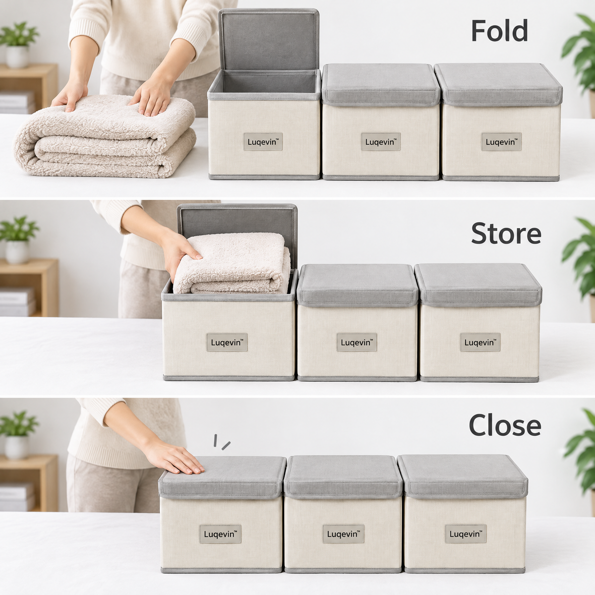 Luqevin™ LidFold Lidded Foldable Storage Box Set image 3