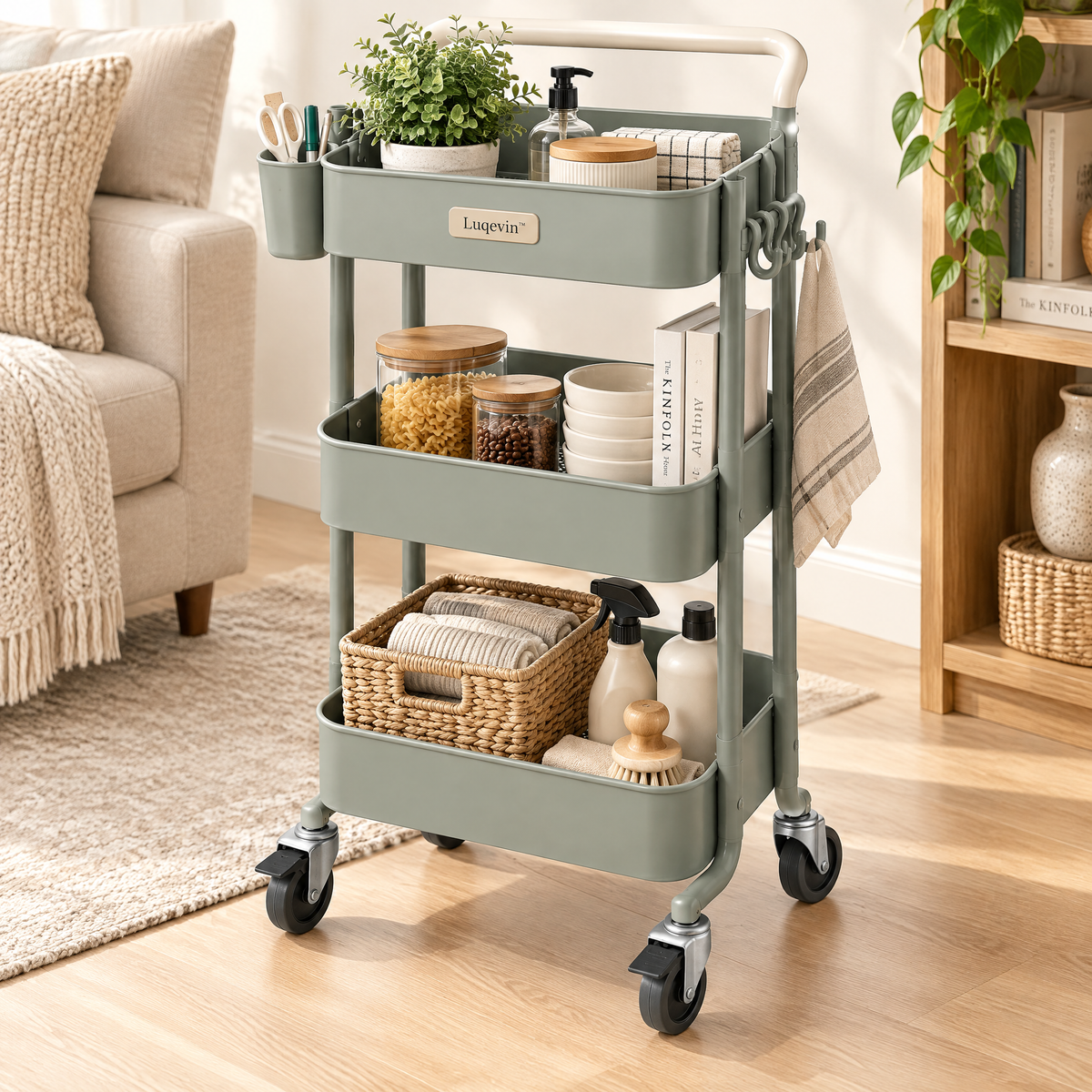 Luqevin™ MoveEase Multi-Tier Rolling Utility Cart image 2