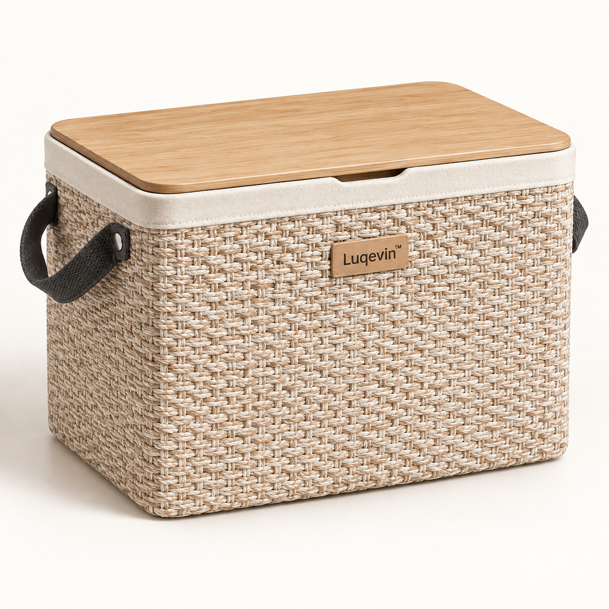 Luqevin™ WovenHide Large-Capacity Lidded Storage Basket image 2