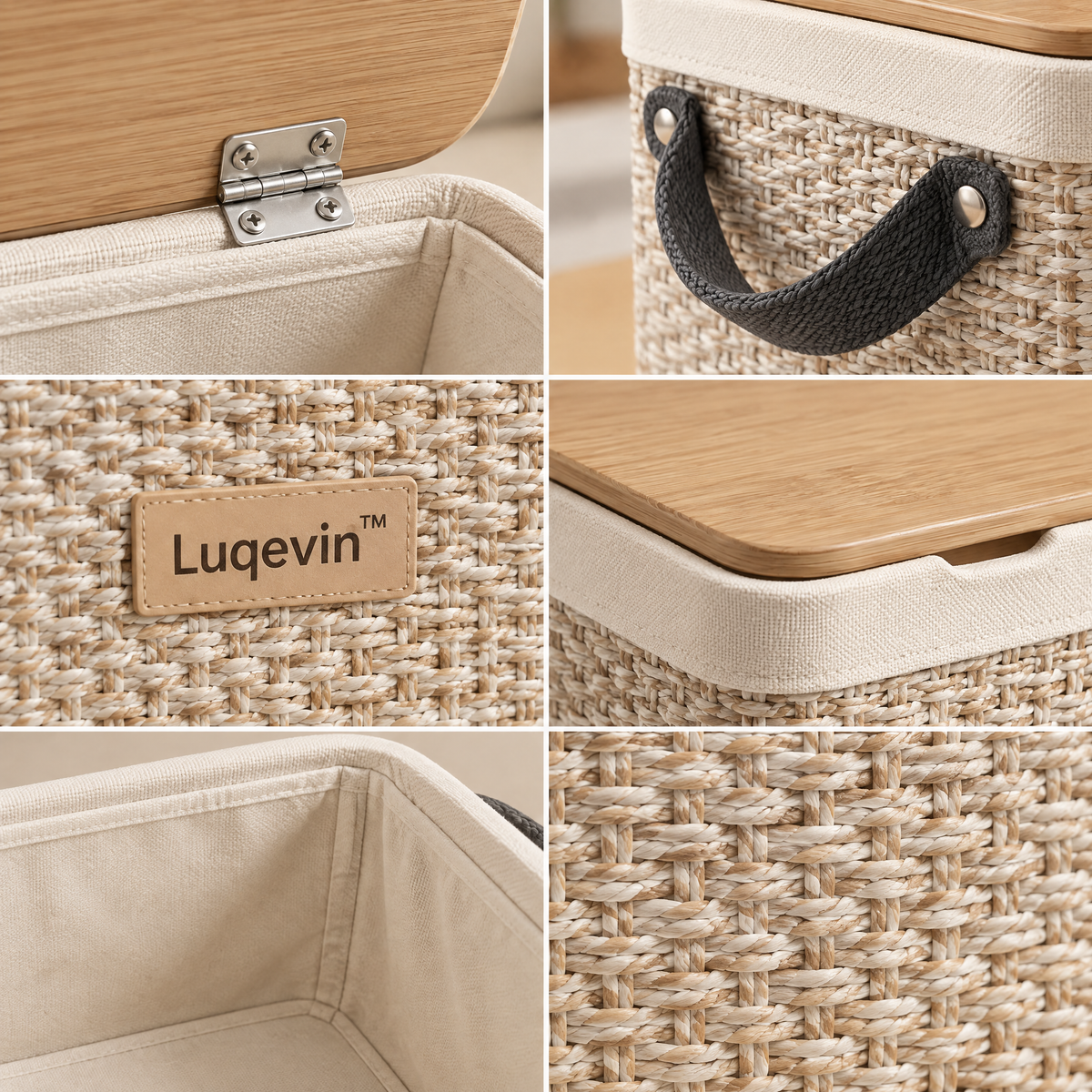 Luqevin™ WovenHide Large-Capacity Lidded Storage Basket image 4