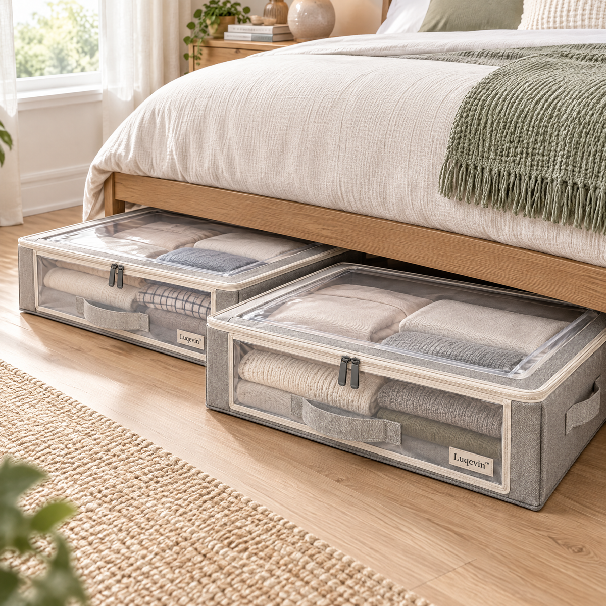 Luqevin™ ViewFold Windowed Foldable Under-Bed Storage Box Set image 3