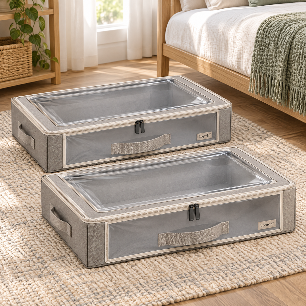 Luqevin™ ViewFold Windowed Foldable Under-Bed Storage Box Set image 5